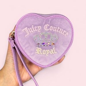 Juicy Couture Crown Velour Lavender Purple Heart Wristlet with Crystals BNWT